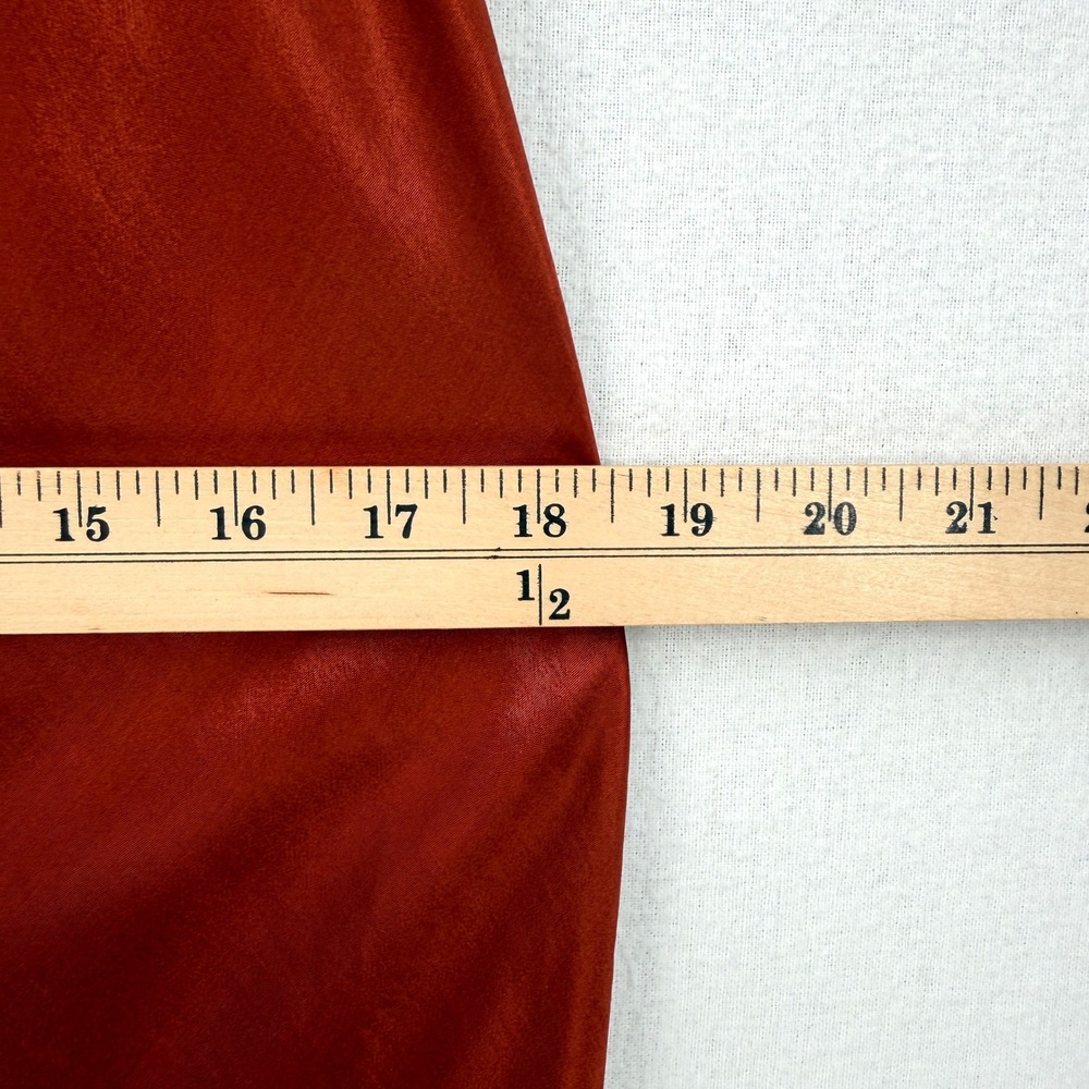 ENZA COSTA Satin Bias Slip Skirt Womens Large Umber Rust Midi Maxi Side Slit NEW - Picture 8 of 16